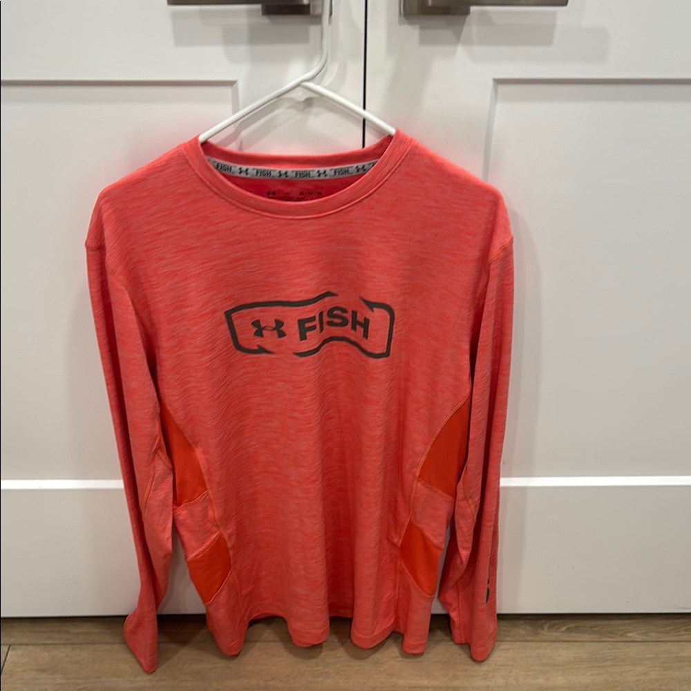 Under Armour Fish Loose Fit Heatgear Coral Long Sleeve Shirt Size XL